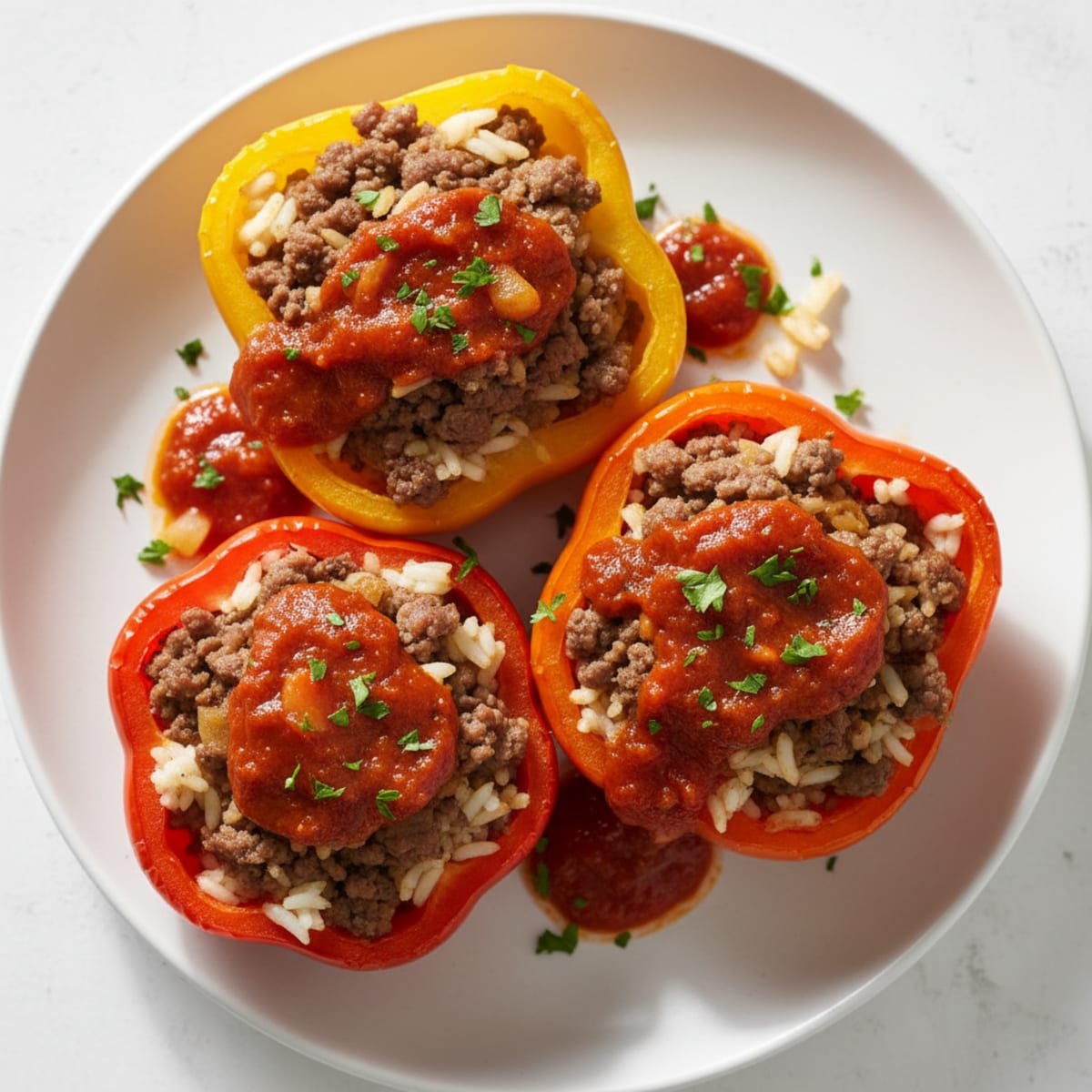 Beef and Rice Stuffed Bell Peppers