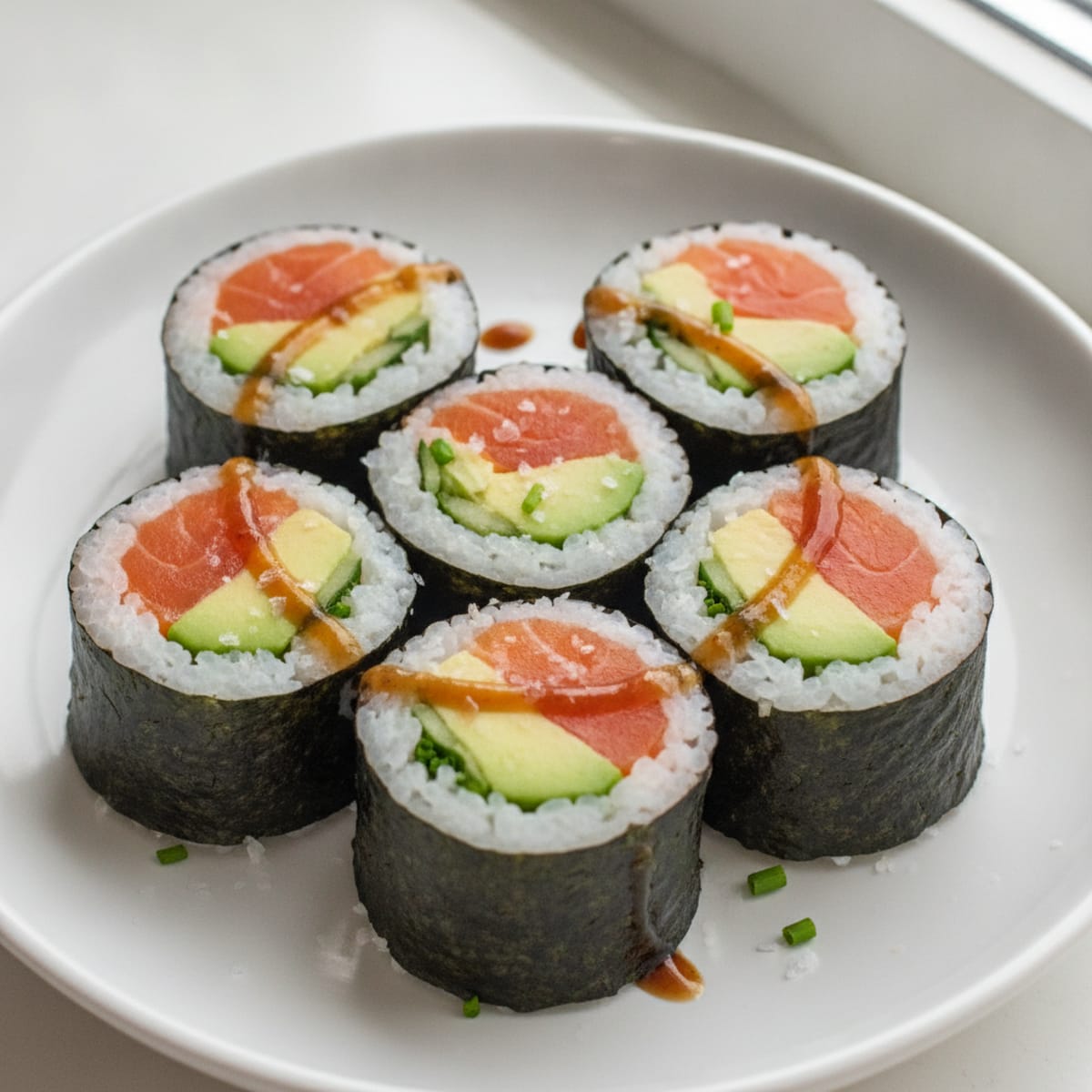 Fresh Salmon & Avocado Sushi Rolls