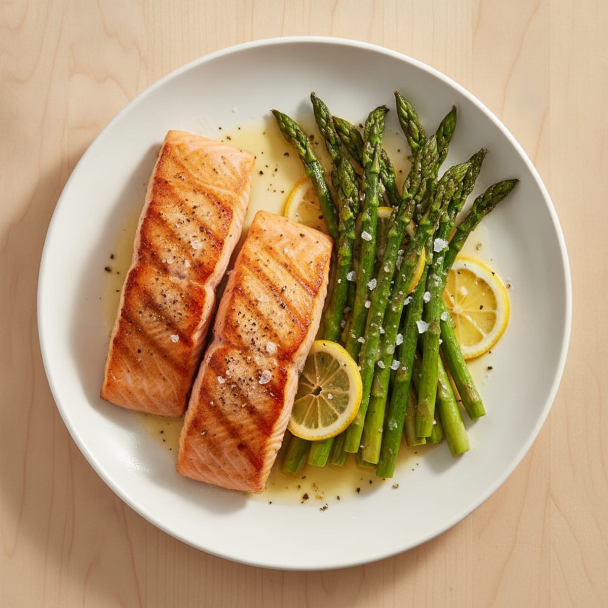 Pan-Seared Salmon with Roasted Asparagus