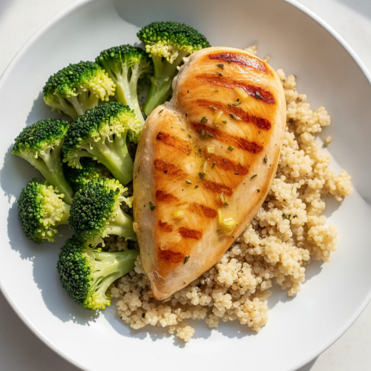 Grilled Chicken Breast with Quinoa and Steamed Broccoli