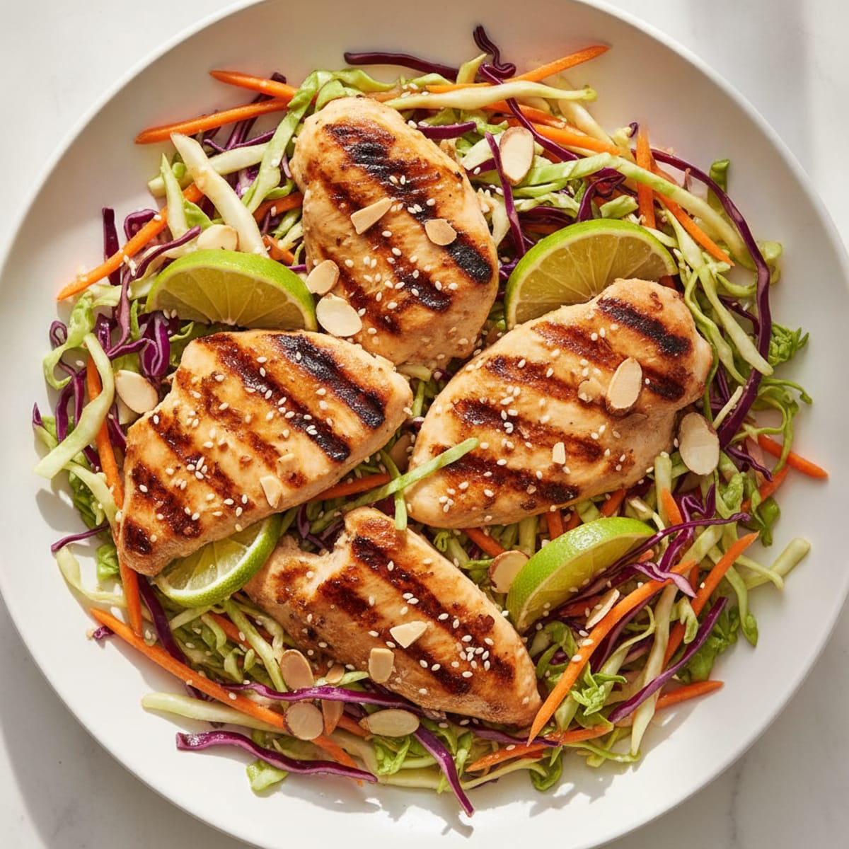 Grilled Ginger Chicken with Crunchy Cabbage Slaw