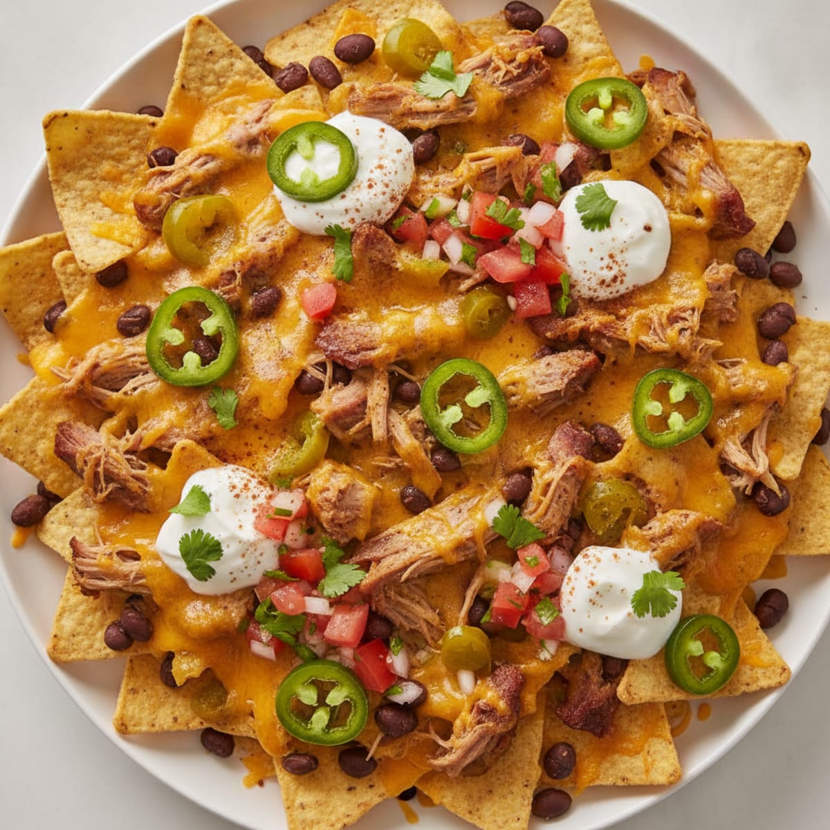 Pulled Pork Nachos with Pickled Jalapeños