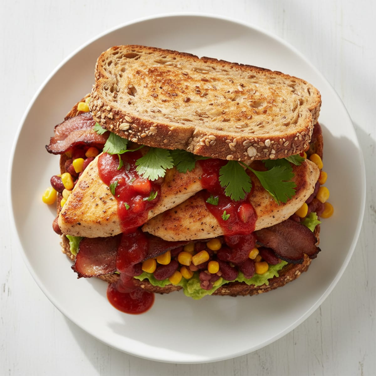 Mexican Chicken and Kidney Bean Sandwich