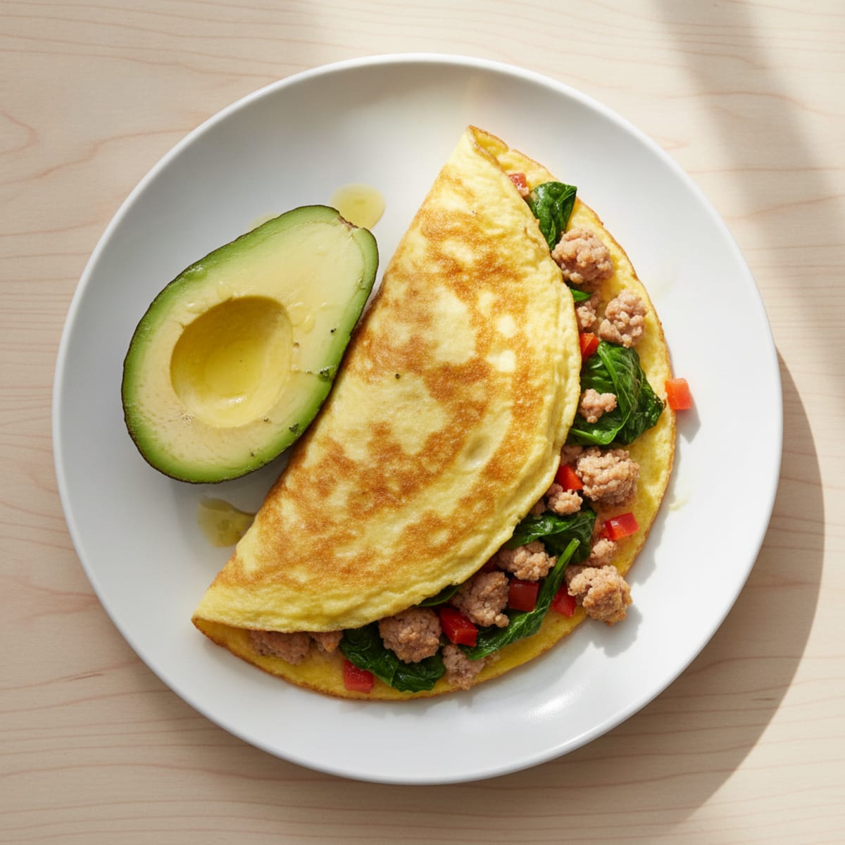 Egg White Veggie Omelet with Turkey Sausage