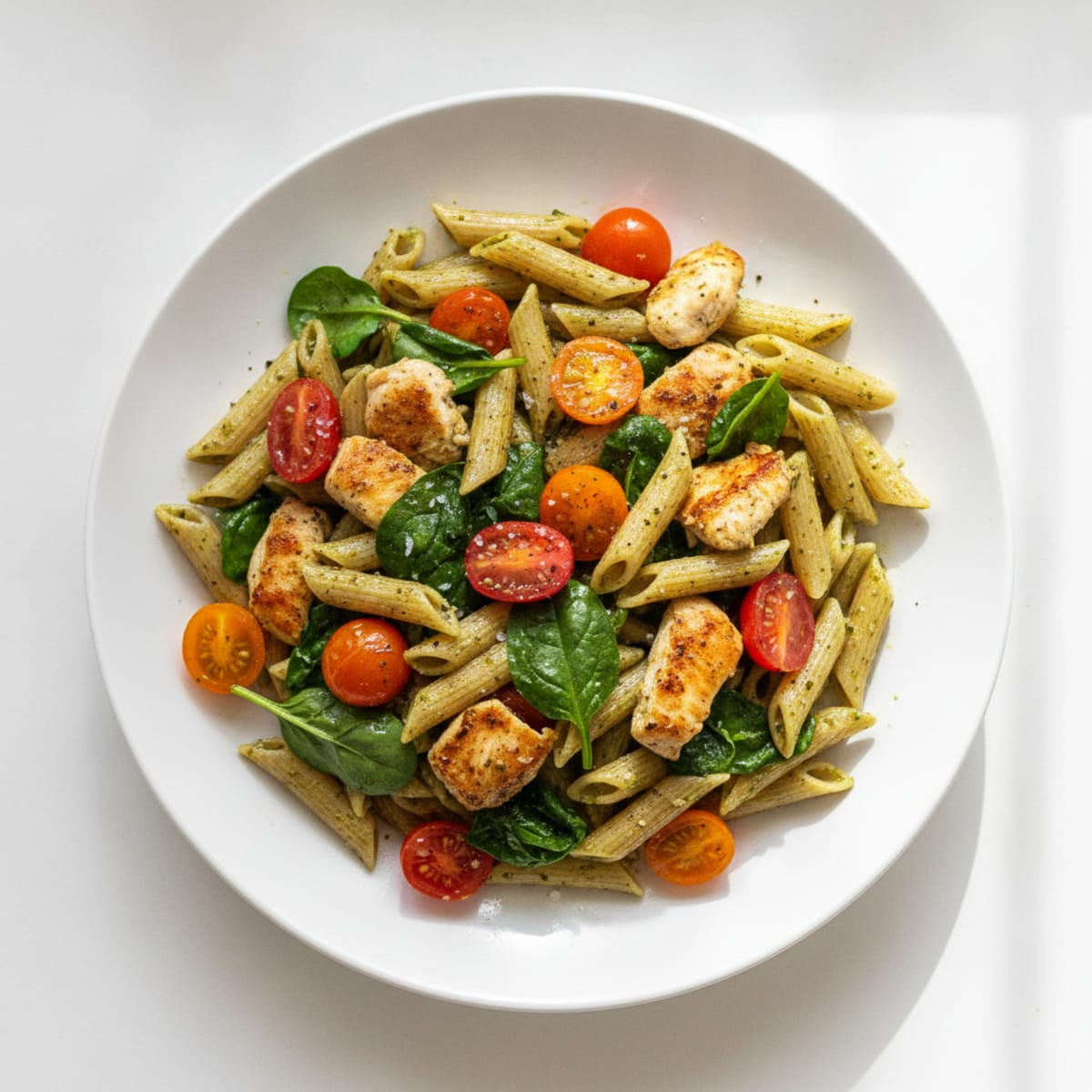 Pesto Chicken with Cherry Tomatoes Pasta