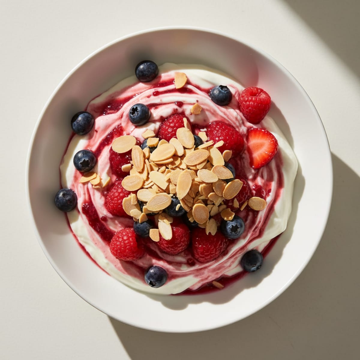 Greek Yogurt Protein Parfait with Mixed Berries and Almonds