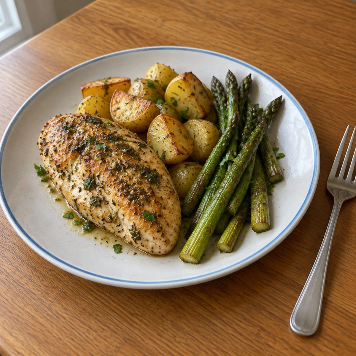 Lemon herb roasted chicken dinner