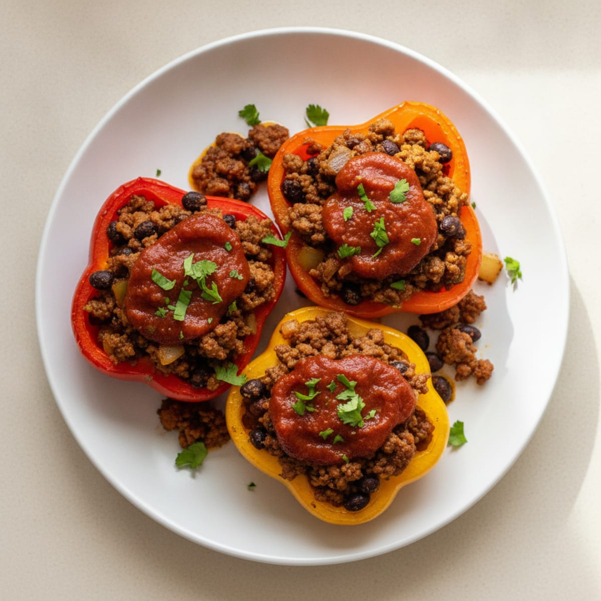 Ground Turkey and Black Bean Stuffed Peppers