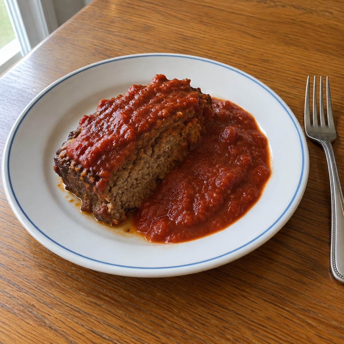 Beef meatloaf with marinara sauce