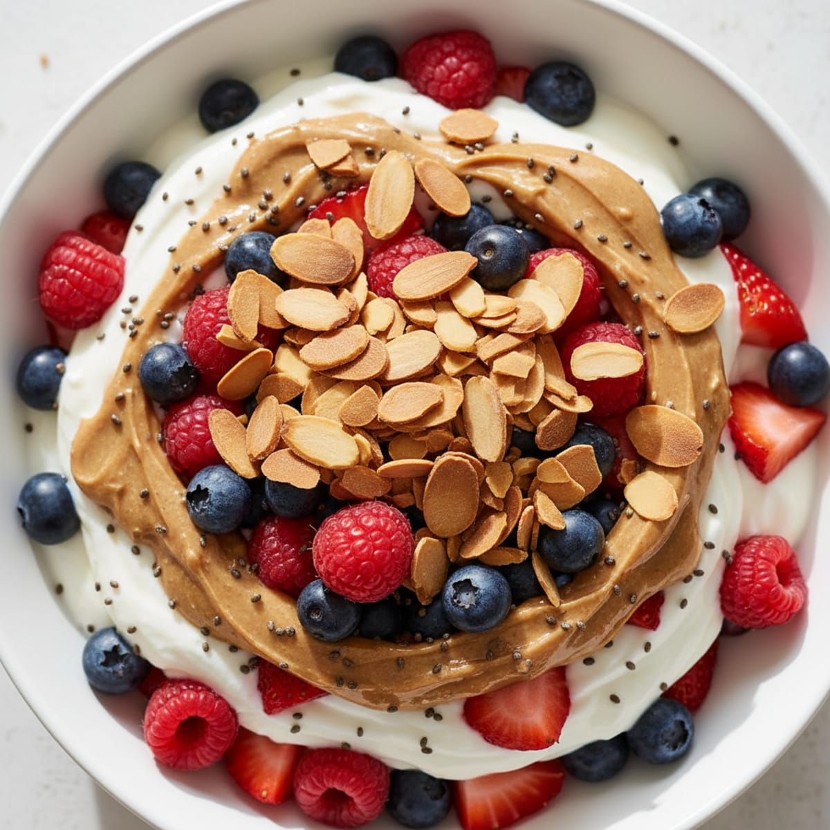 Creamy Greek Yogurt Parfait with Berries and Almond Butter