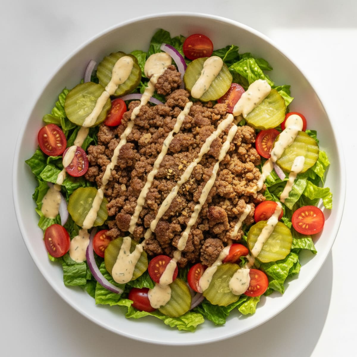 Classic Beef Burger Bowl with Special Sauce