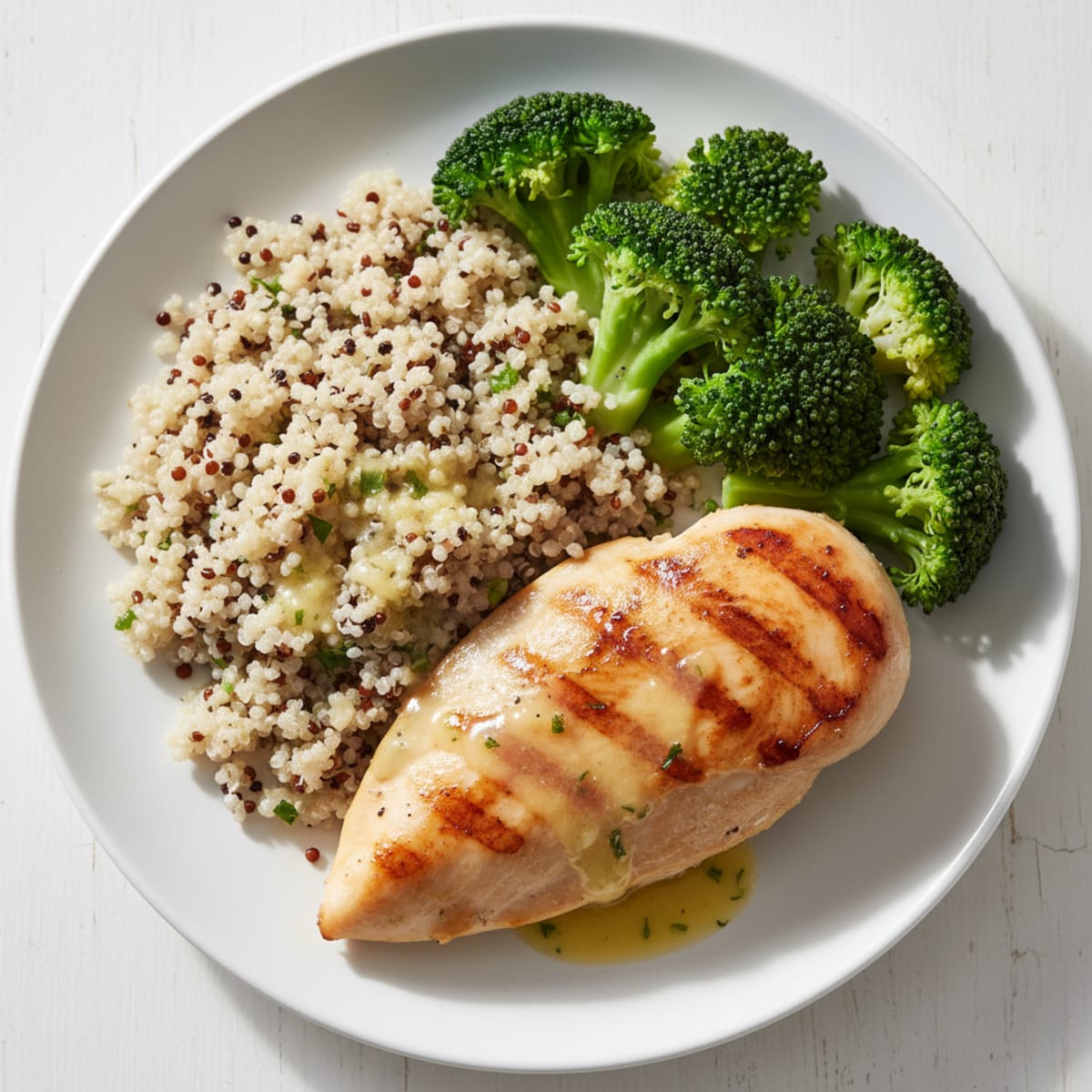 Grilled Chicken Breast with Quinoa and Steamed Broccoli