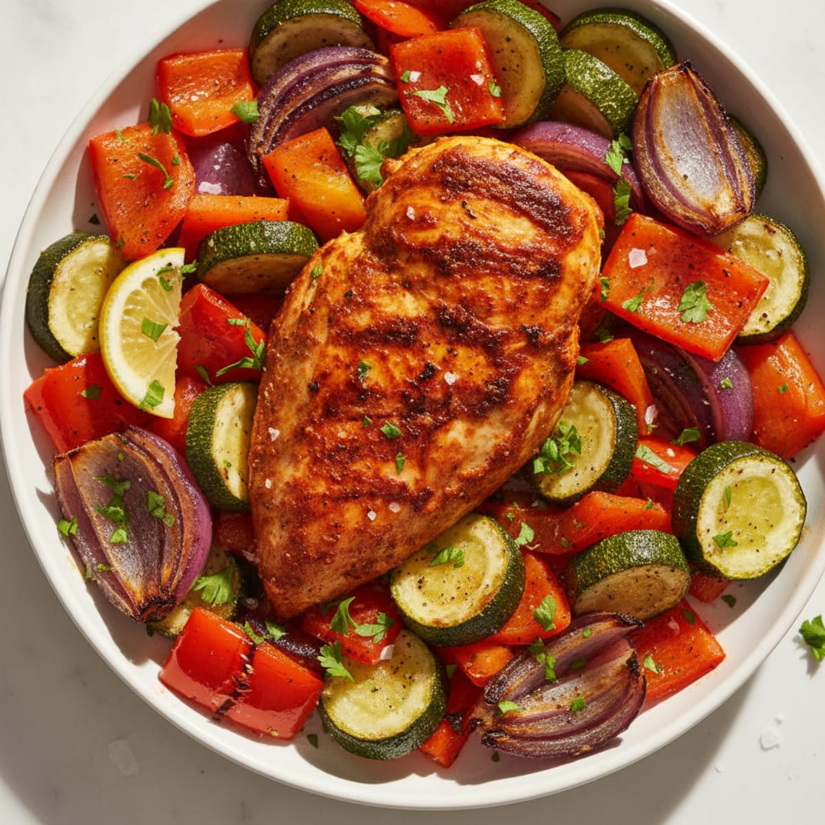 Harissa Chicken with Roasted Vegetables