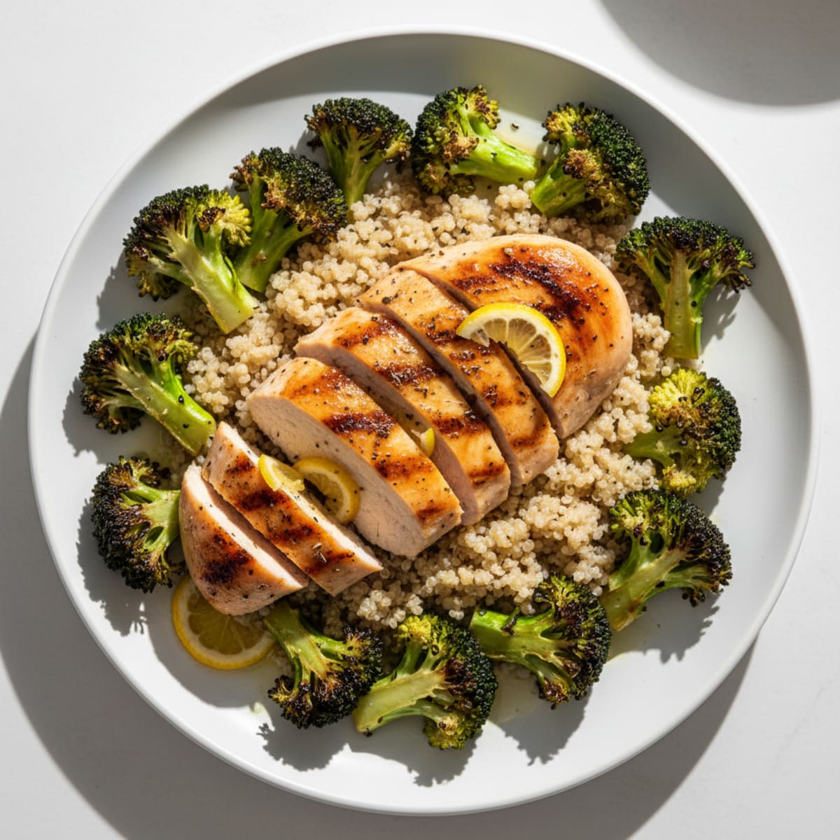 Grilled Chicken Breast with Roasted Broccoli and Quinoa