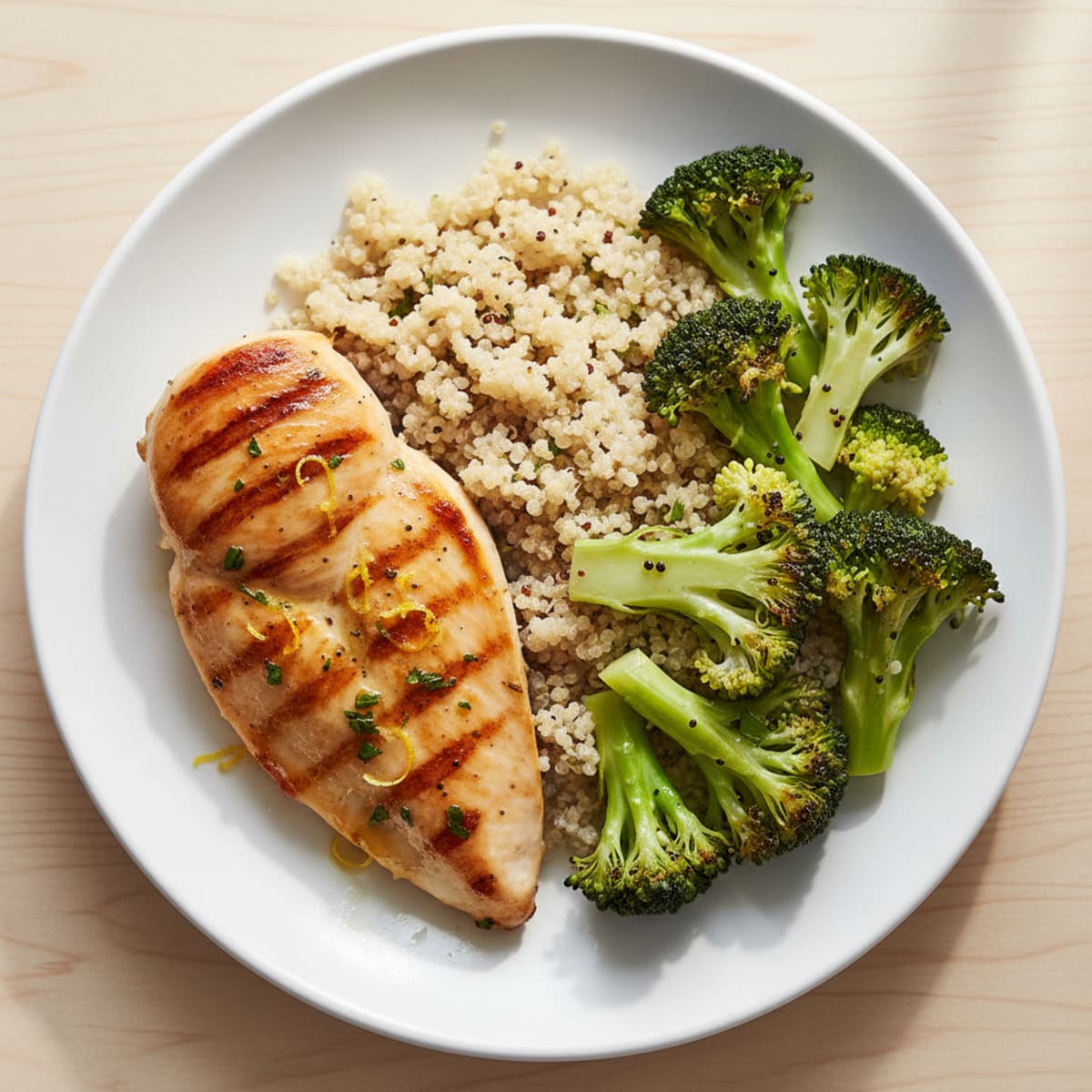Grilled Chicken Breast with Quinoa and Steamed Broccoli