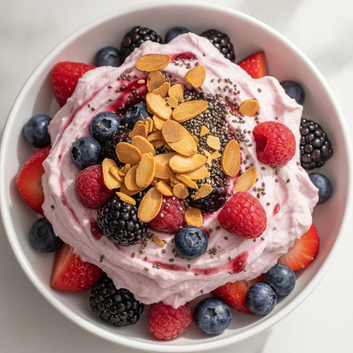 Greek Yogurt Protein Parfait with Mixed Berries and Almonds