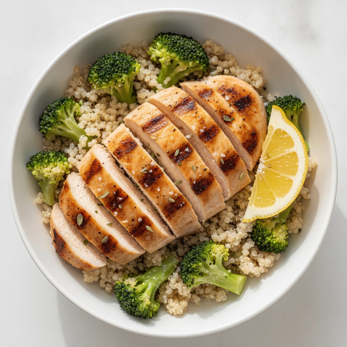 Grilled Chicken Quinoa Bowl with Steamed Broccoli
