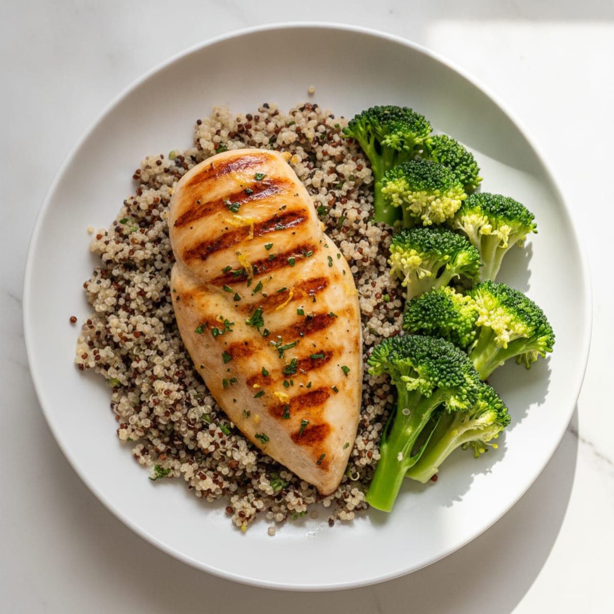 Grilled Chicken Breast with Quinoa and Steamed Broccoli