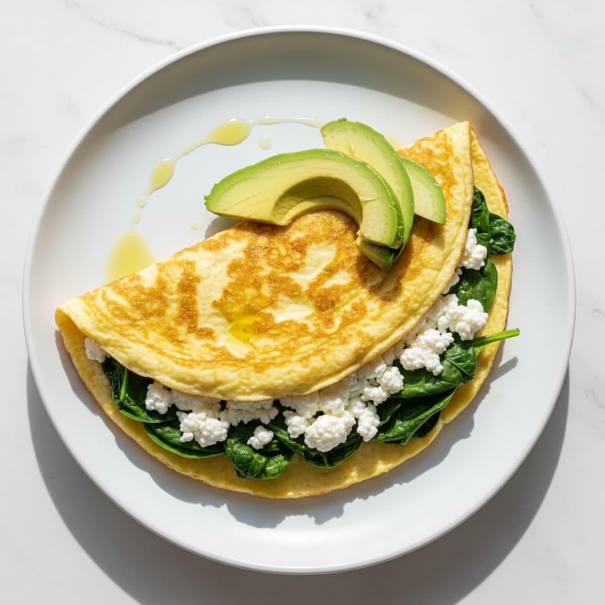 Egg White Spinach Omelet with Cottage Cheese