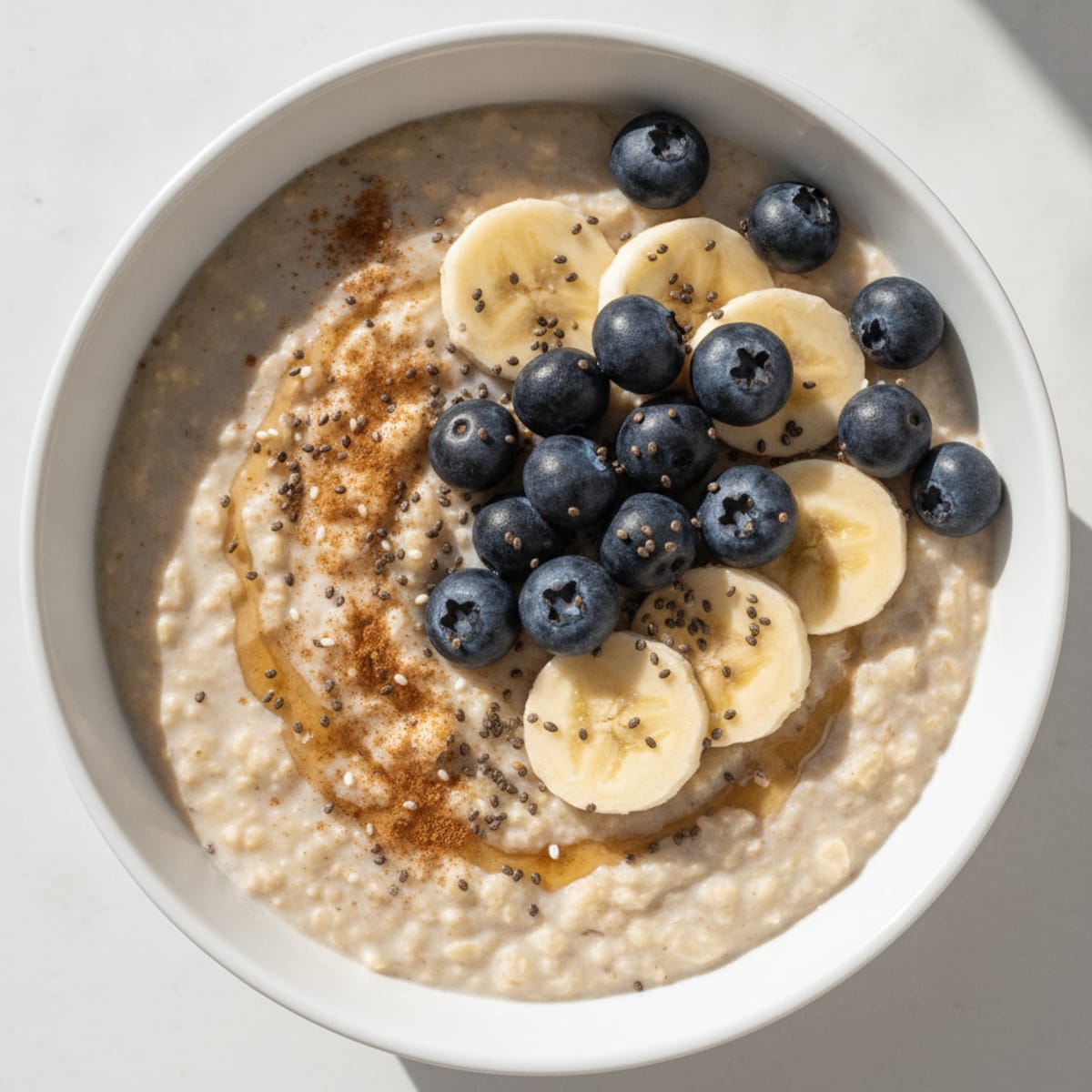 Silky Banana Protein Oats with Berries and Chia
