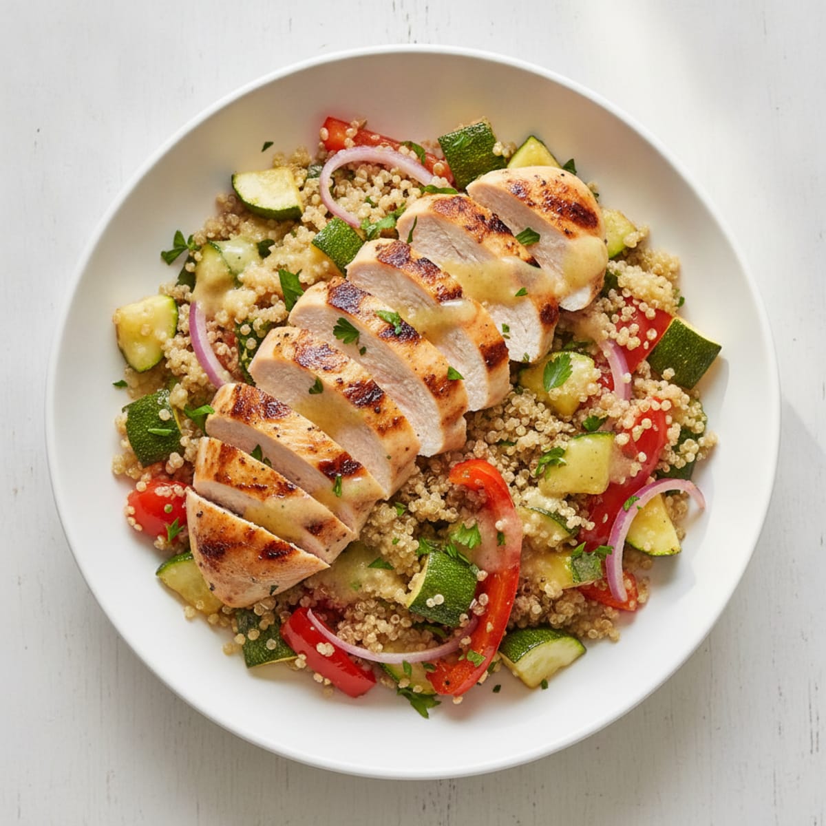 Grilled Chicken and Quinoa Salad with Roasted Vegetables
