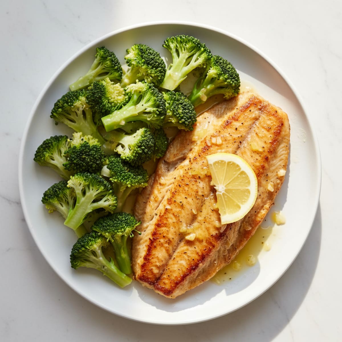 Seared Tilapia with Steamed Broccoli