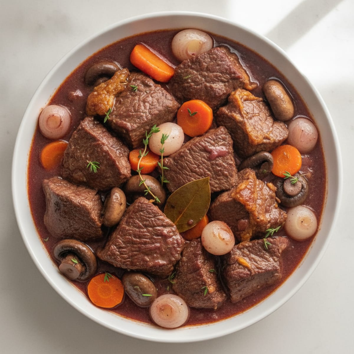 Braised Beef Bourguignon with Pearl Onions