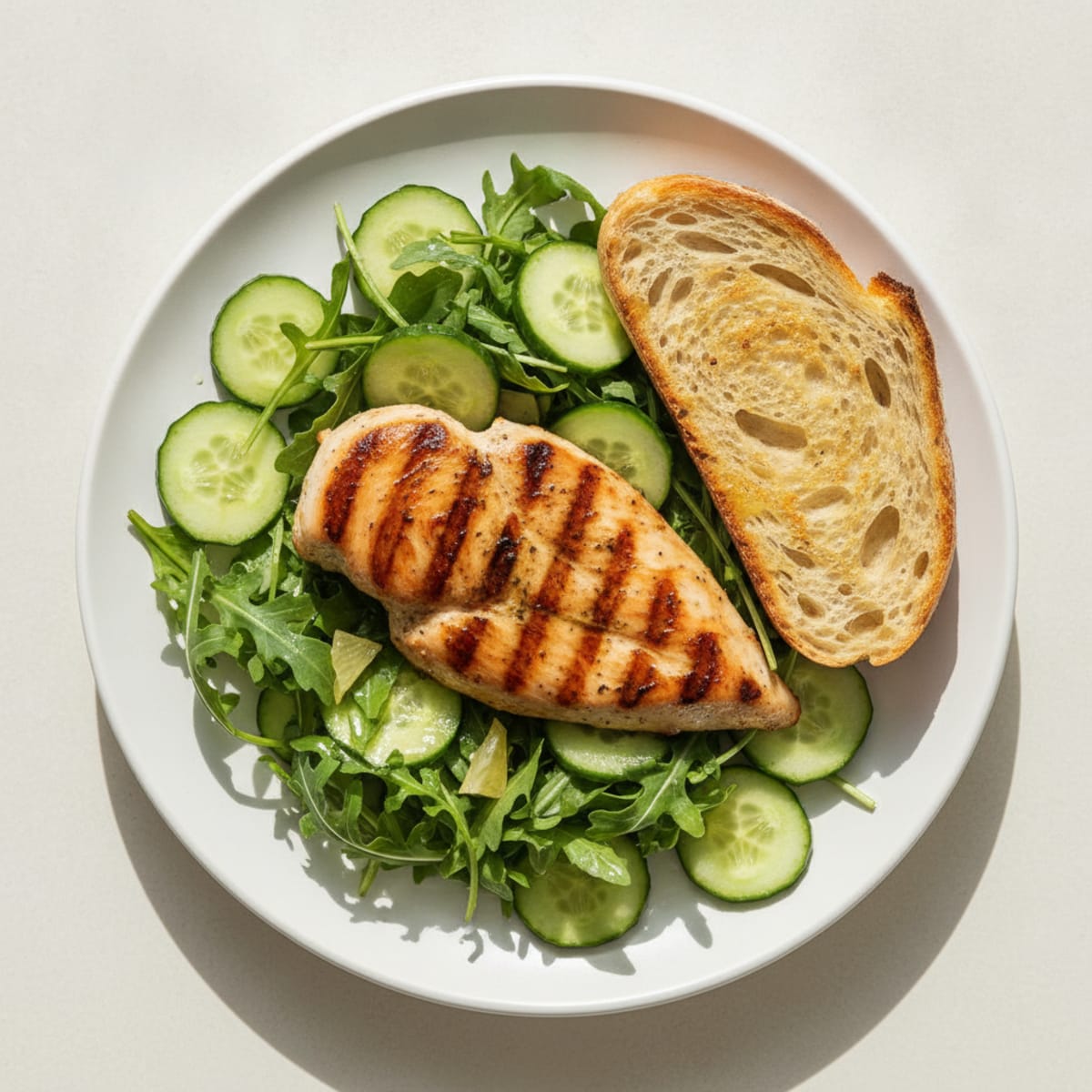 Grilled Chicken Breast with Cucumber Arugula Salad