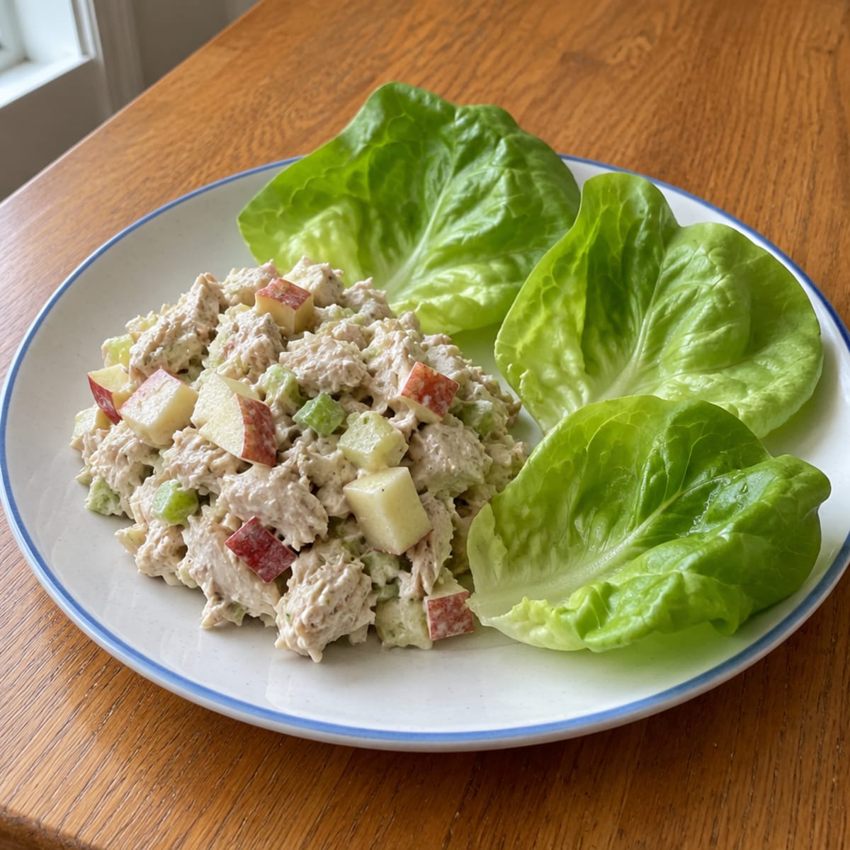 Chicken apple salad lettuce wraps