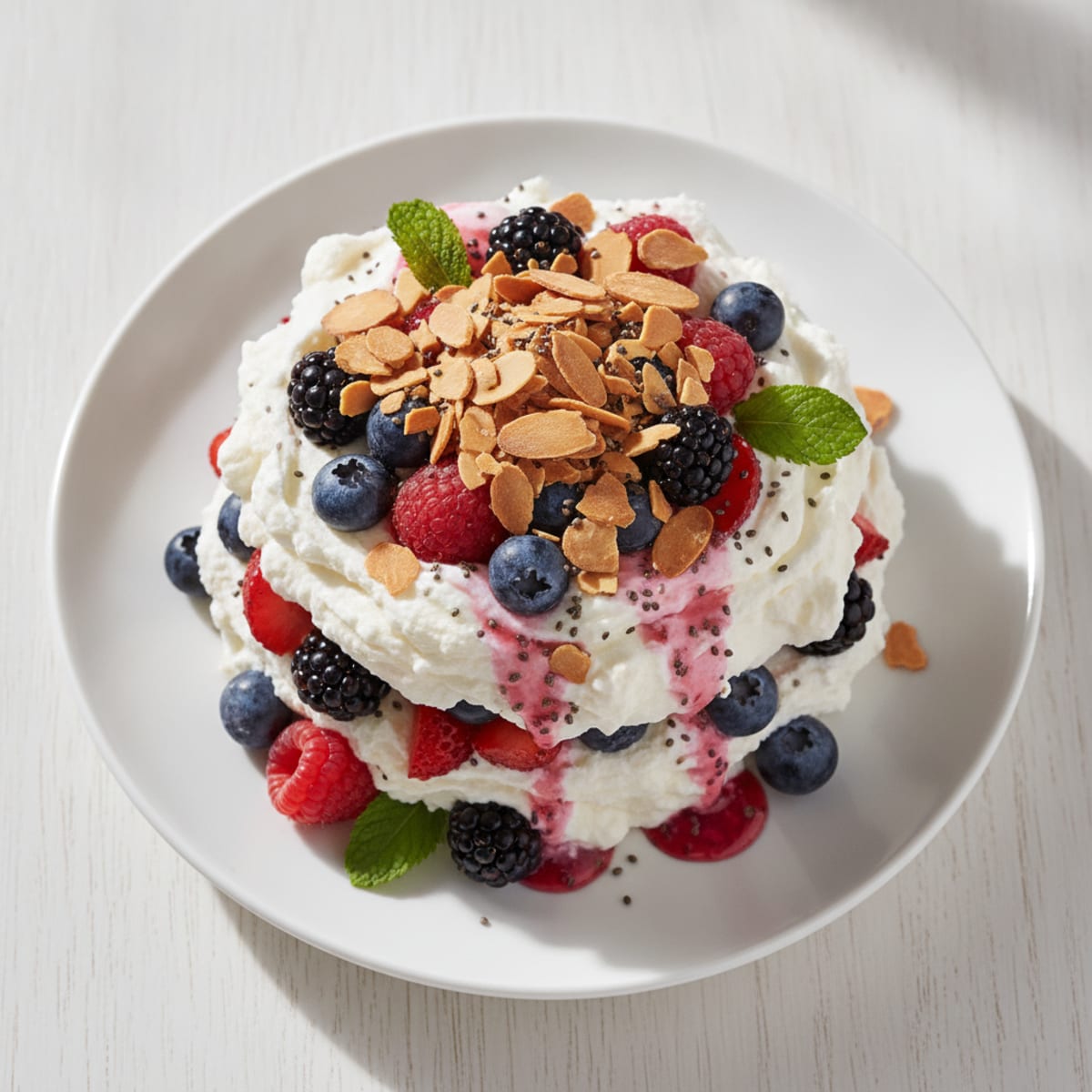 Creamy Greek Yogurt Protein Parfait with Mixed Berries and Almonds