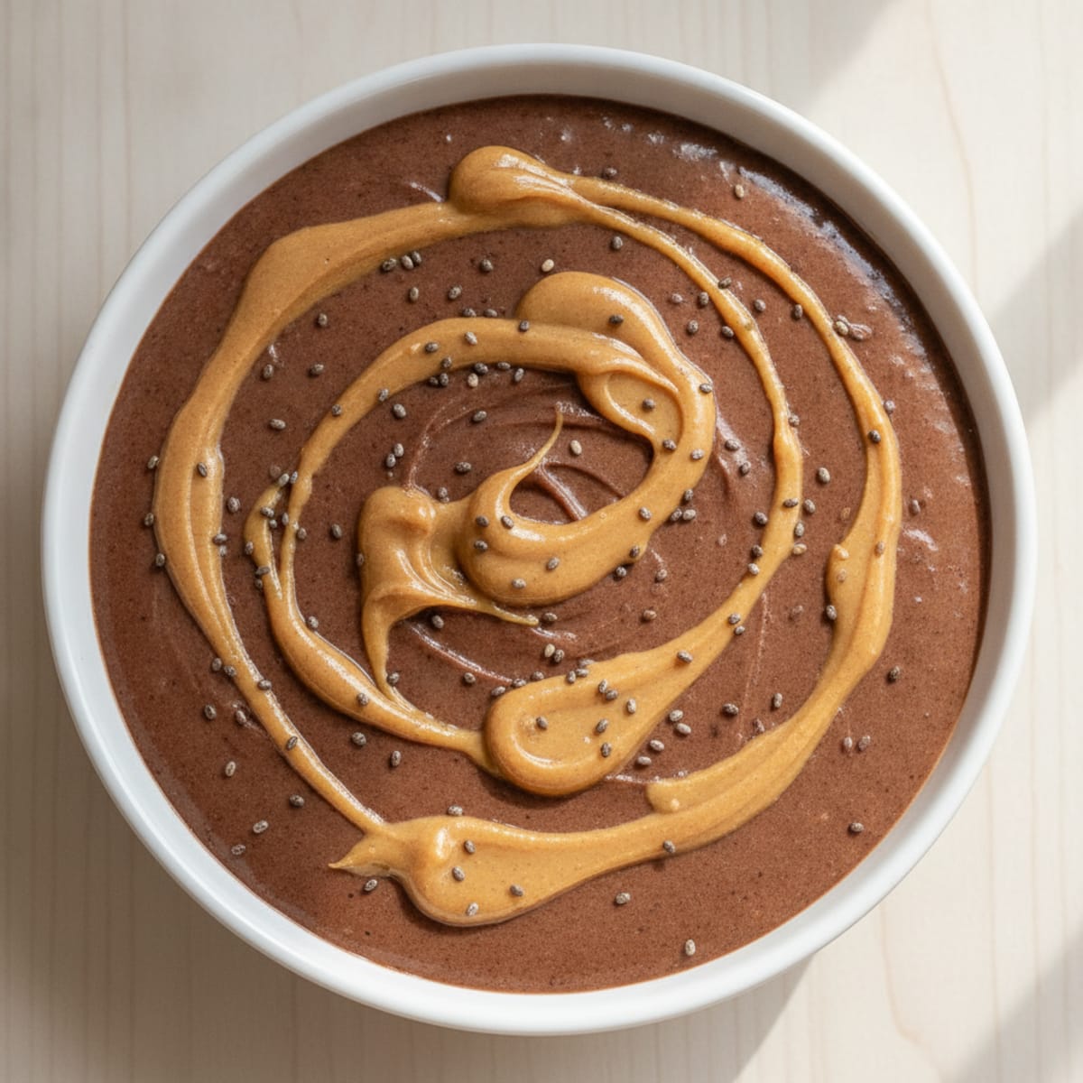 Protein Chocolate Chia Pudding with Peanut Butter Swirl
