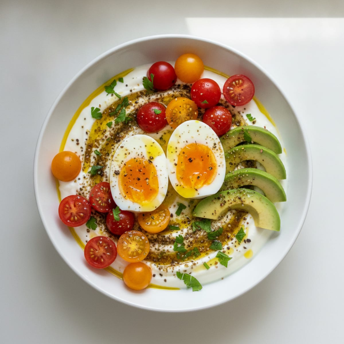 Mediterranean Yogurt Bowl with Jammy Eggs