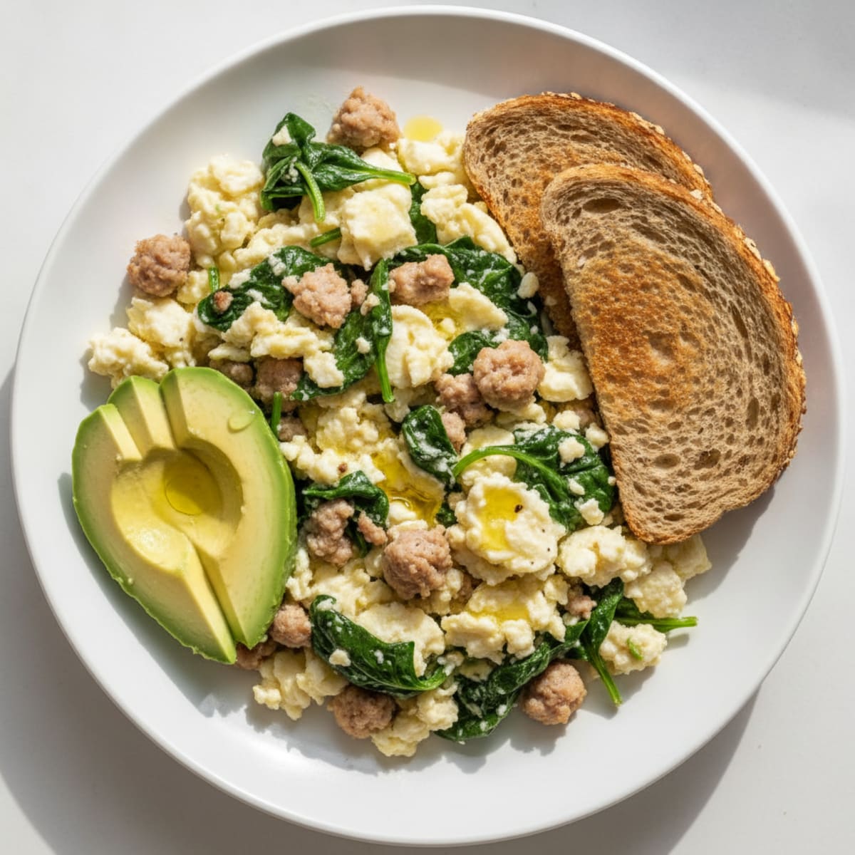 Egg White and Turkey Sausage Scramble with Spinach