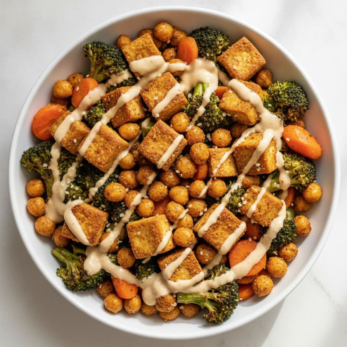 Roasted Tofu and Chickpea Harvest Bowl