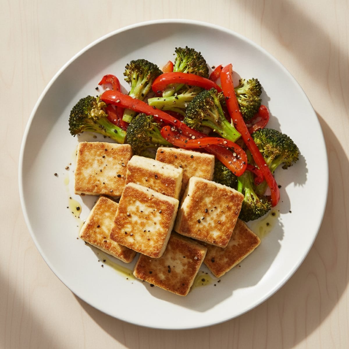 Pan-Seared Tofu with Roasted Vegetables