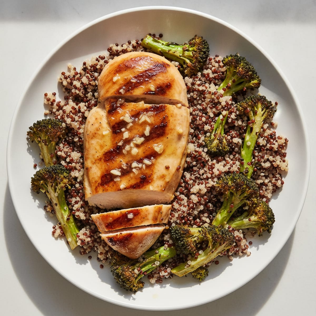 Grilled Chicken Breast with Roasted Broccoli and Quinoa