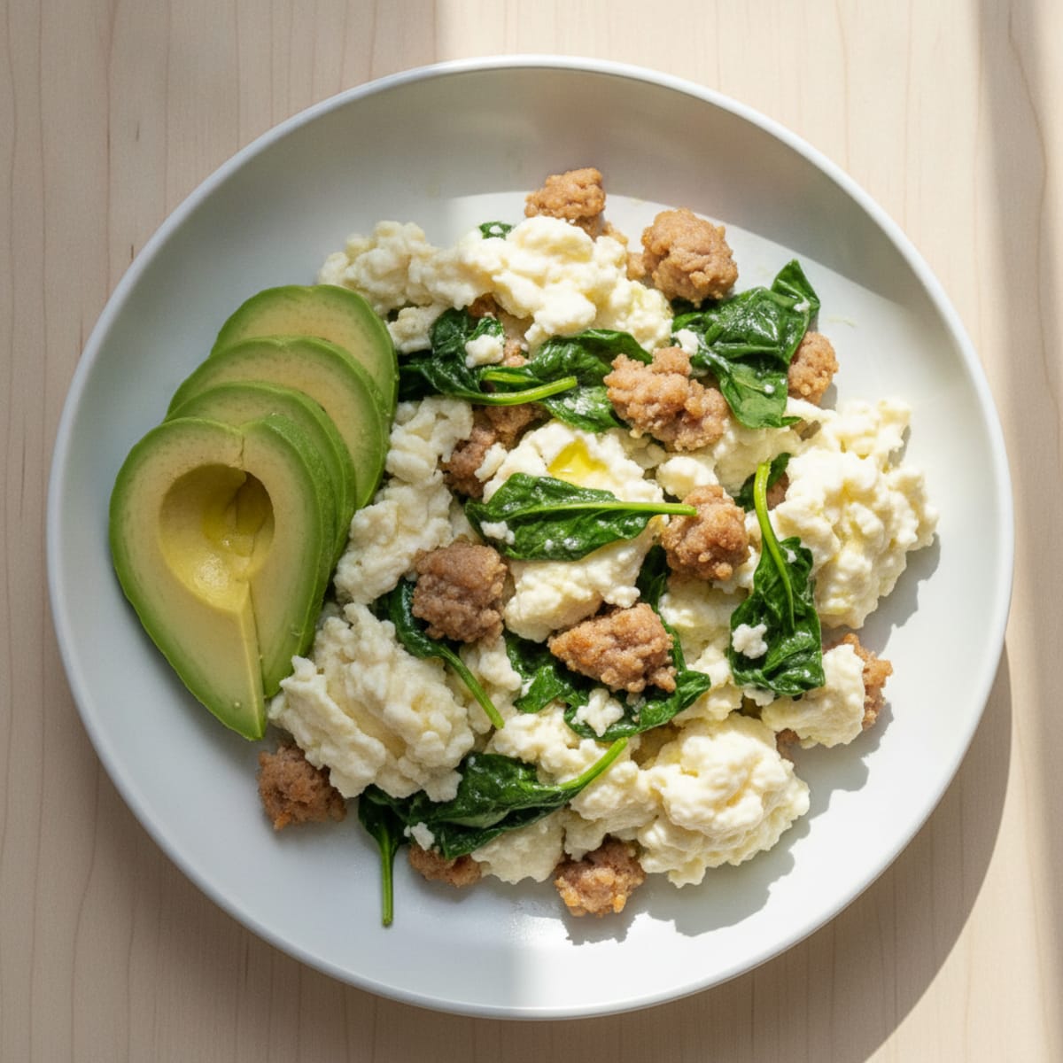 Egg White Scramble with Spinach and Turkey Sausage