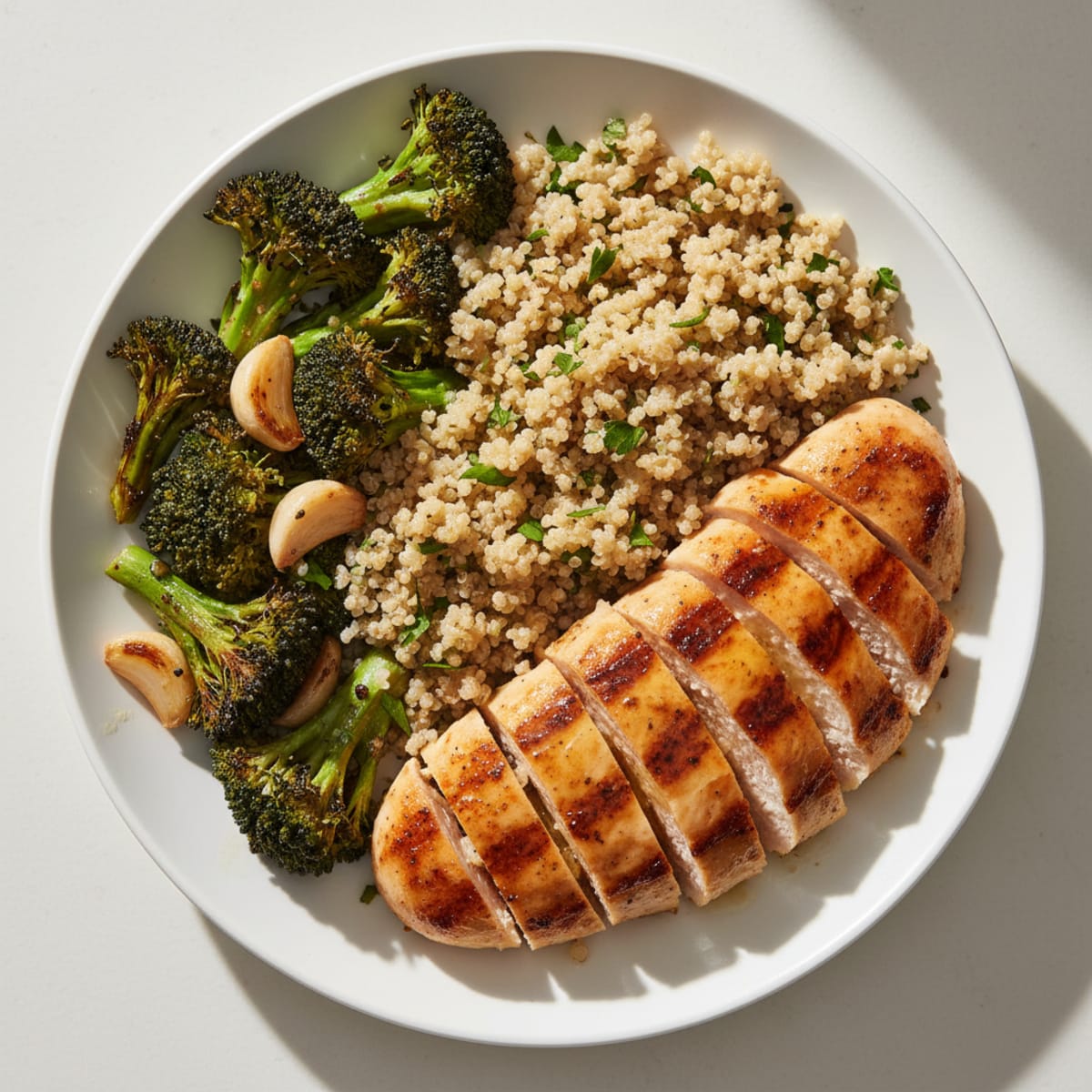 Grilled Chicken Breast with Roasted Broccoli and Quinoa