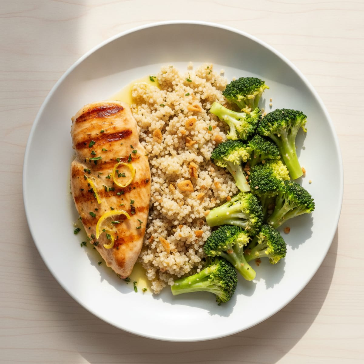 Grilled Chicken Breast with Quinoa and Steamed Broccoli