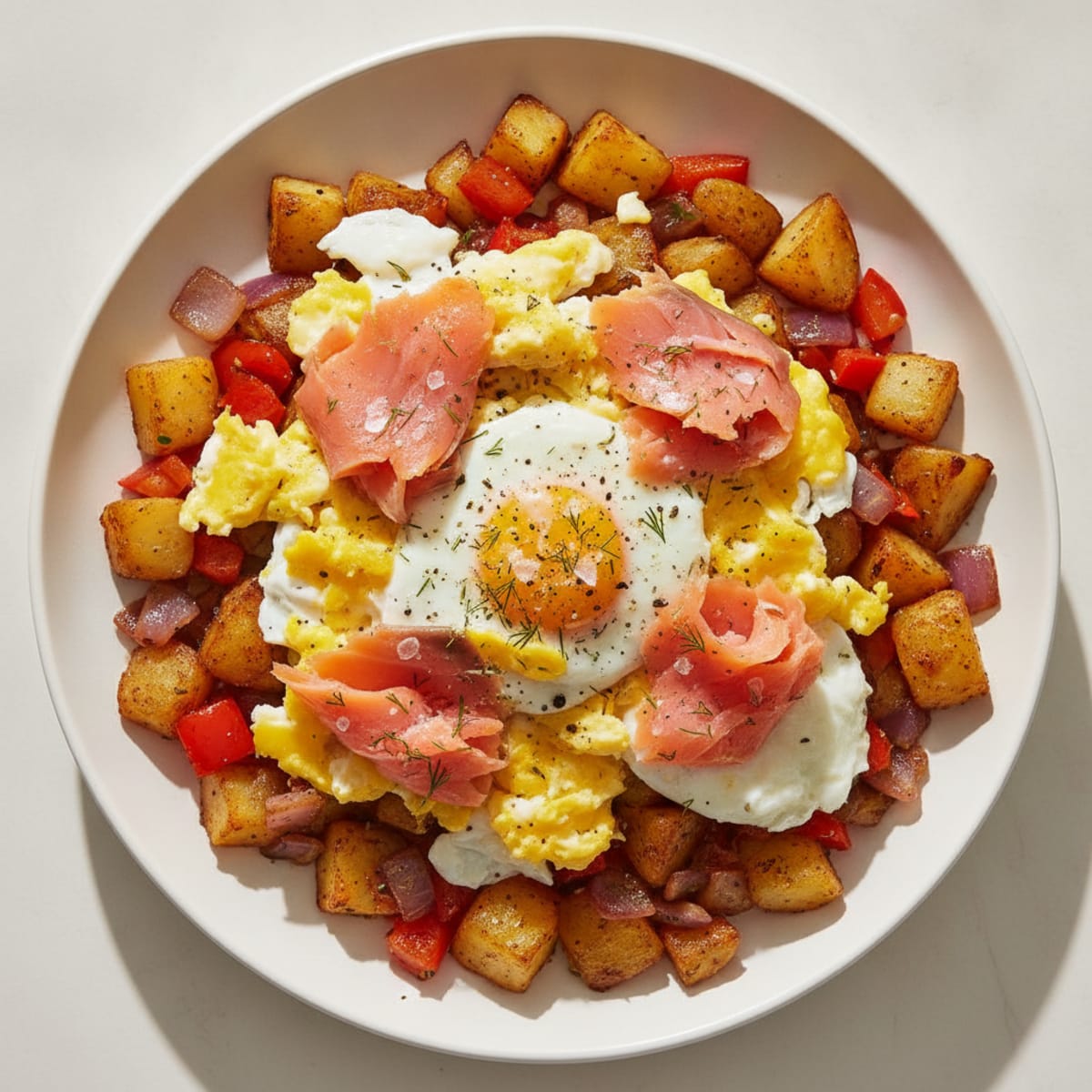 Smoked Salmon & Egg Potato Hash