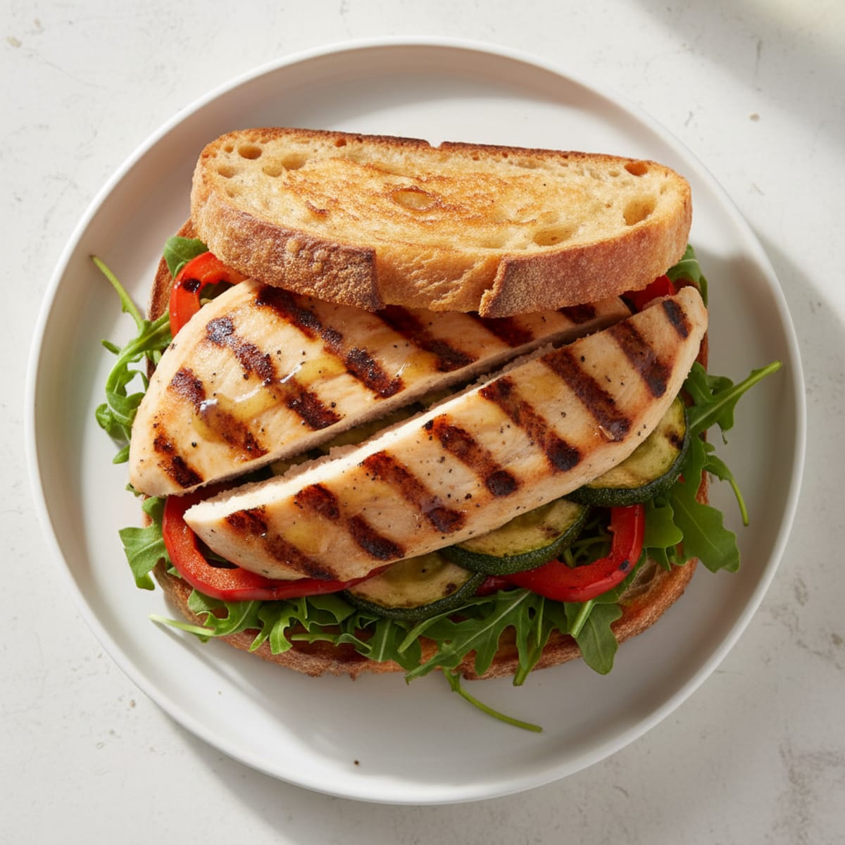 Grilled Chicken and Veggie Sourdough Sandwich