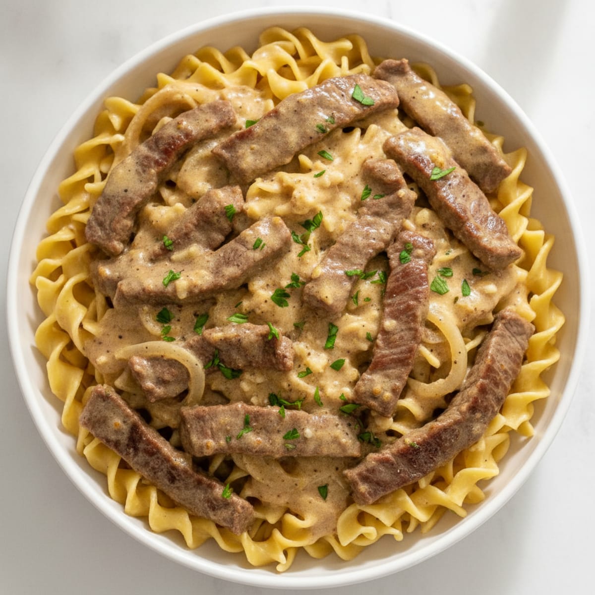 Sirloin Beef Stroganoff with Egg Noodles