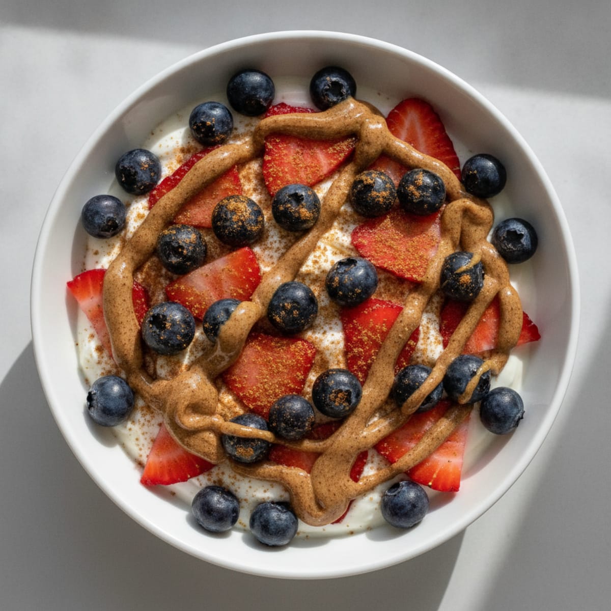 Greek Yogurt Parfait with Almond Butter and Berries
