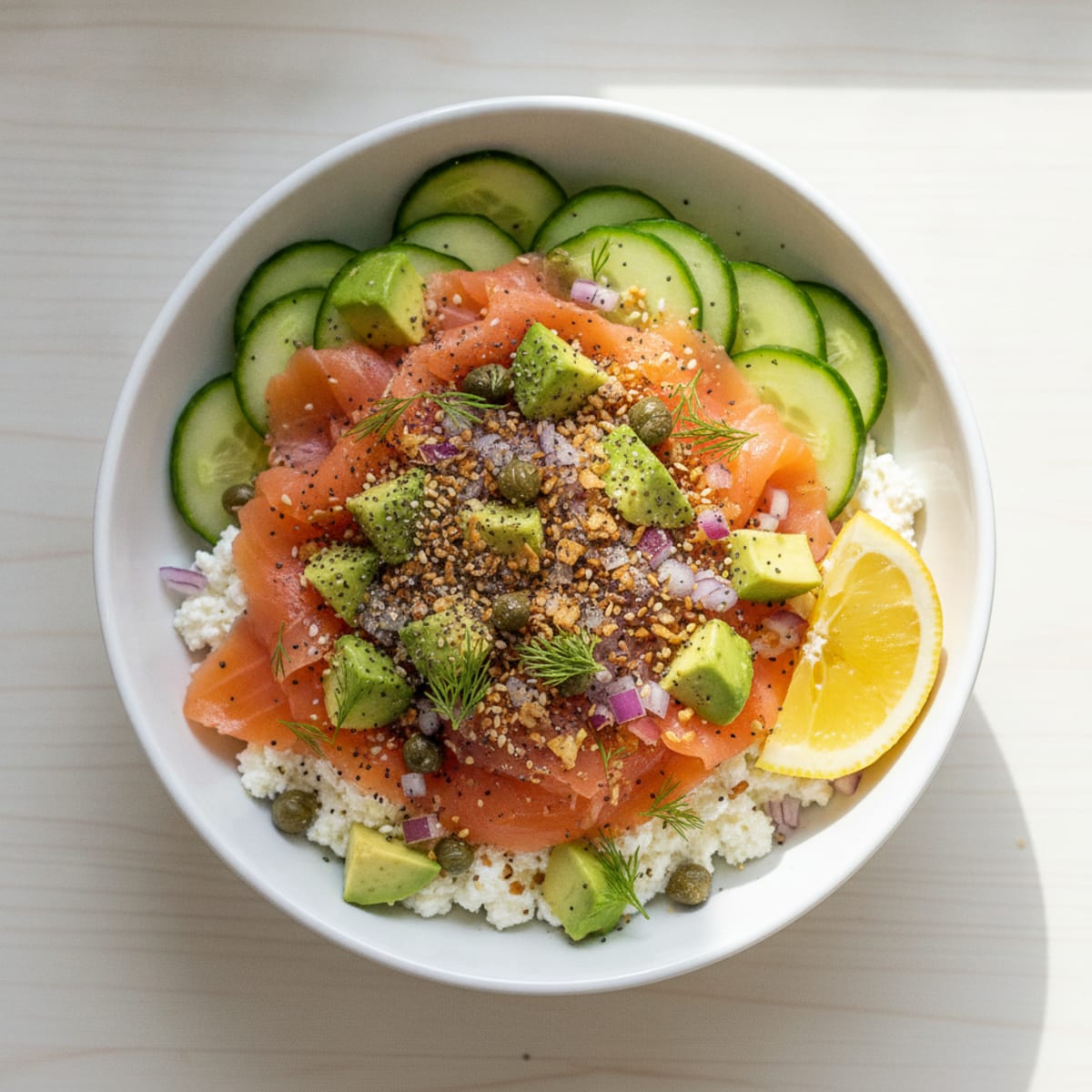 Smoked Salmon Cottage Cheese Power Bowl