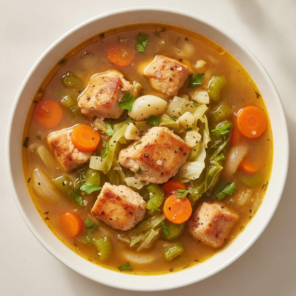 Chicken and Cabbage Bone Broth Soup