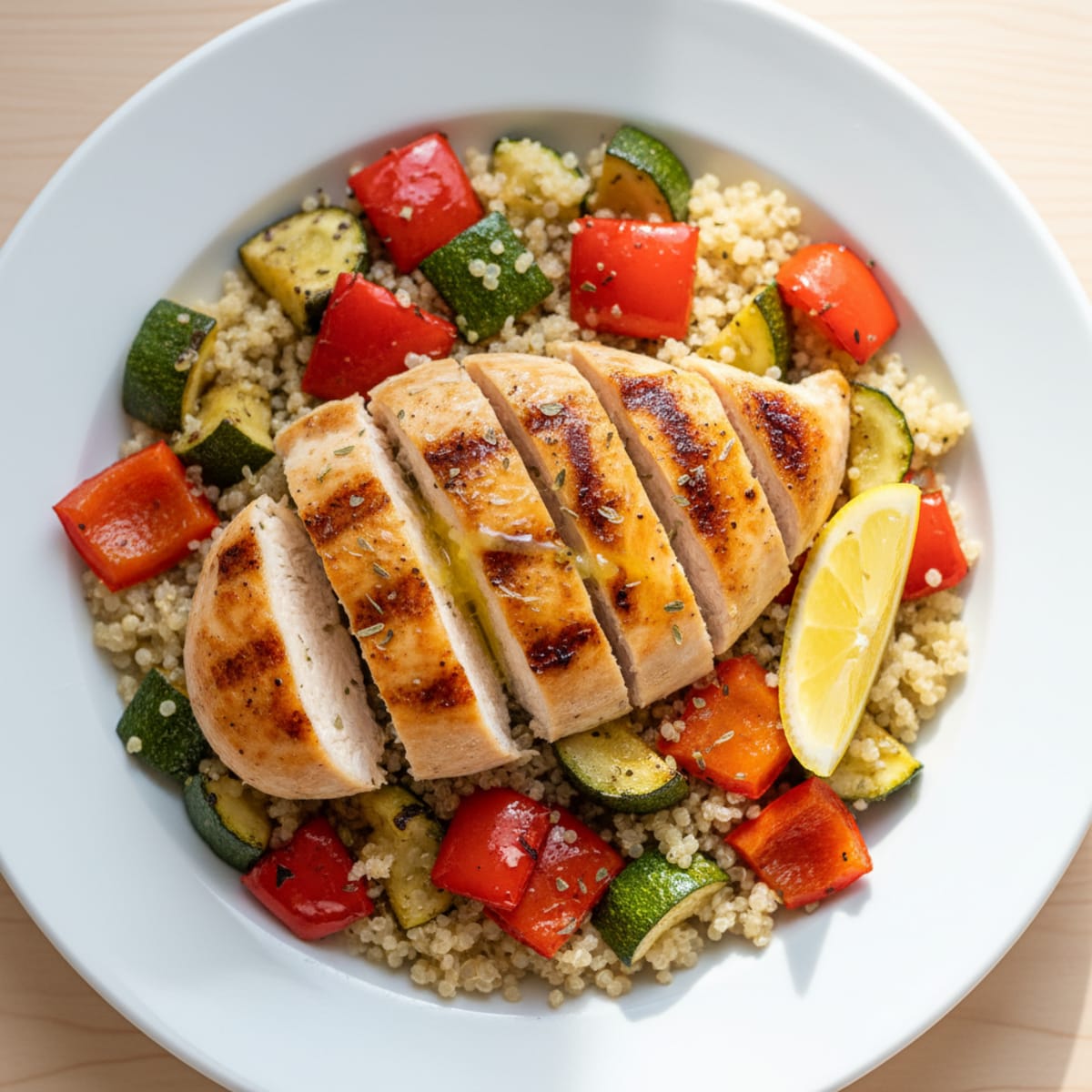 Grilled Chicken and Quinoa Bowl with Roasted Vegetables