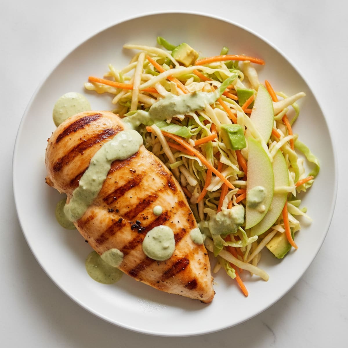 Grilled Chicken Breast with Crunchy Cabbage Slaw