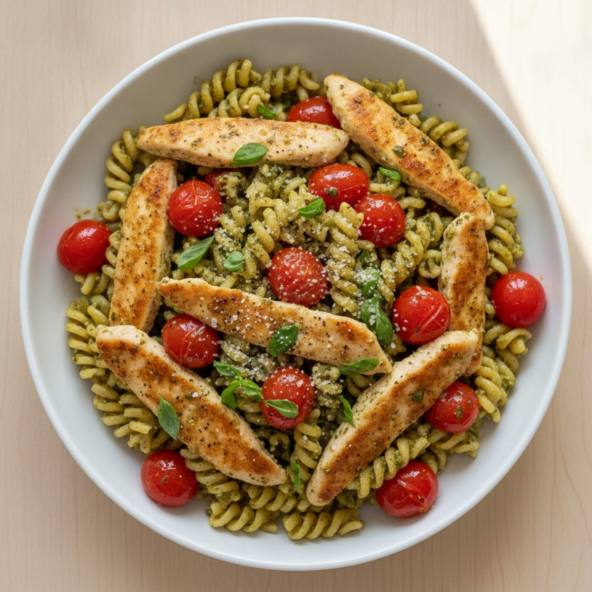 Pesto Chicken with Cherry Tomatoes
