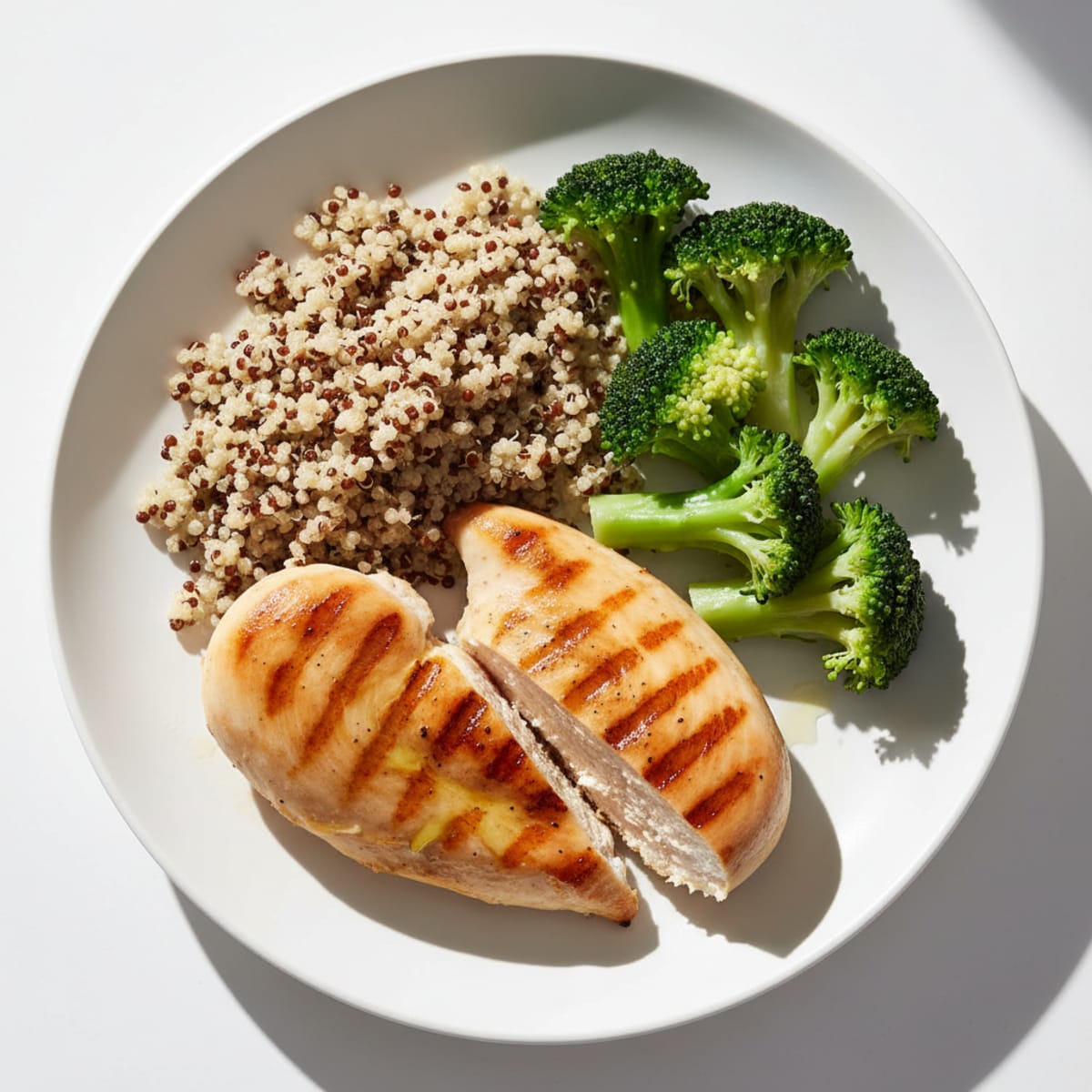 Grilled Chicken Breast with Quinoa and Steamed Broccoli