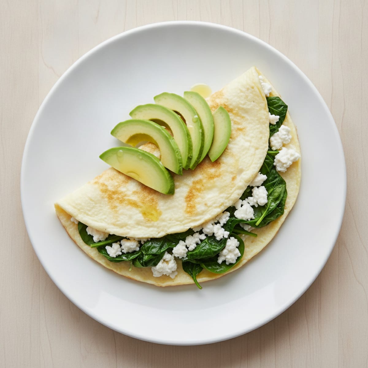 Egg White Omelet with Cottage Cheese and Spinach